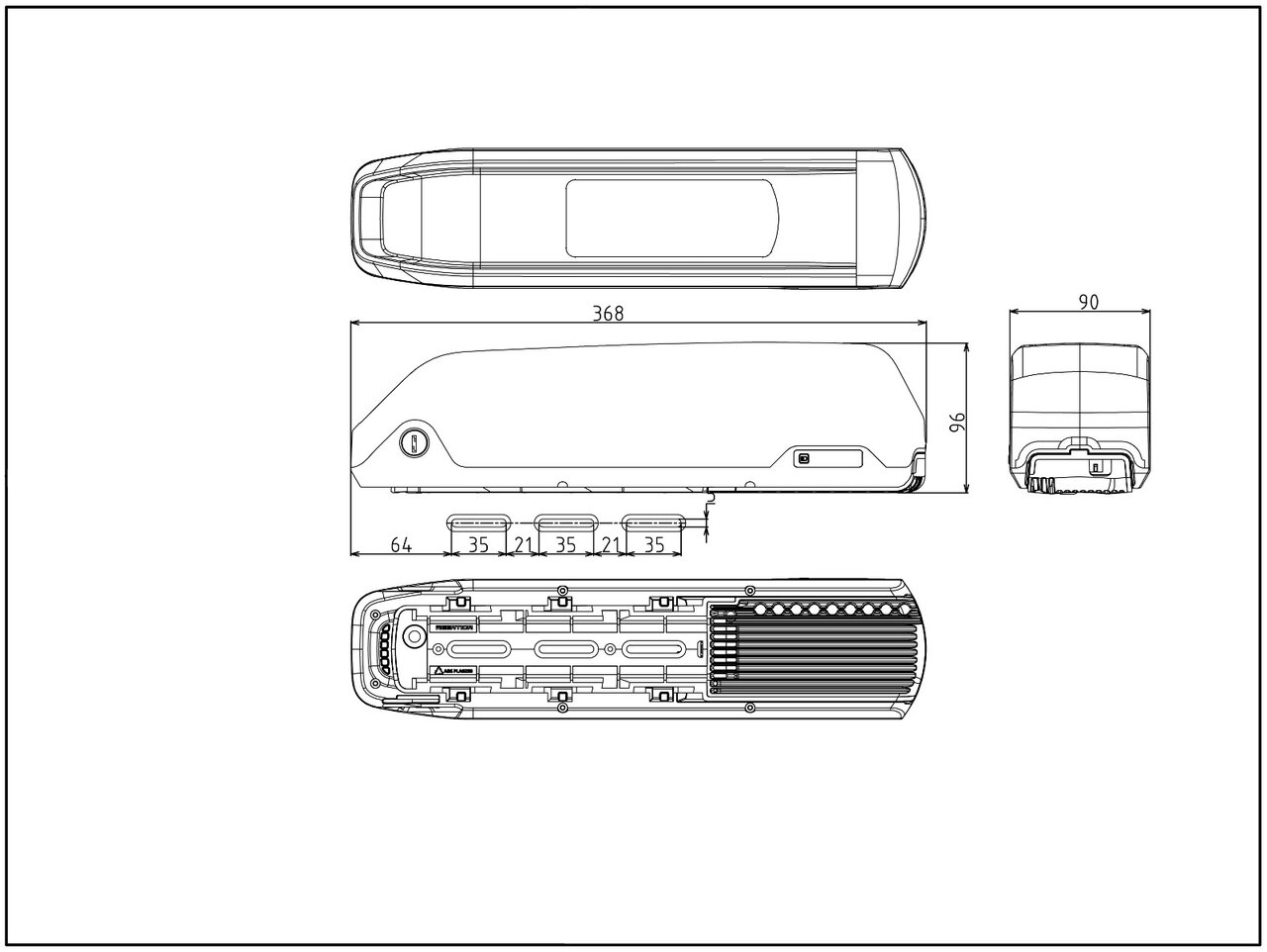 P-01 36V Li-ion frame accu 10.5ah 378W