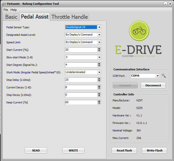 Bafang E-Drive USB programmeerkabel