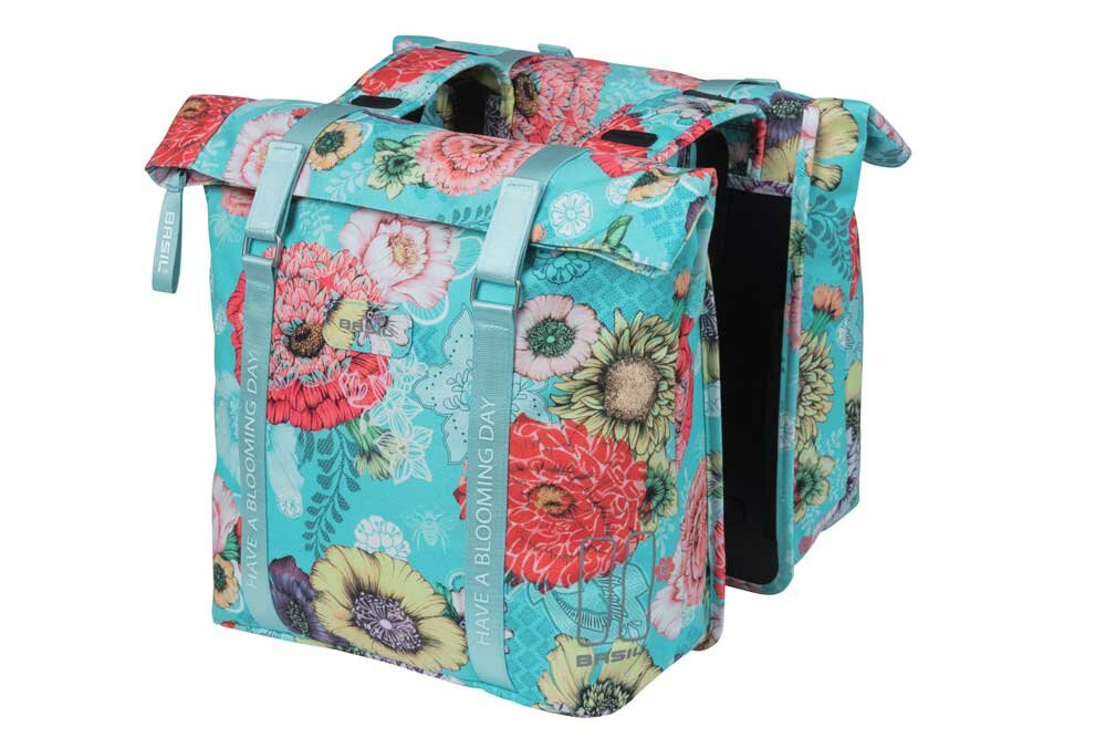 basil fietstas dubbel bloom field blue 28-35l