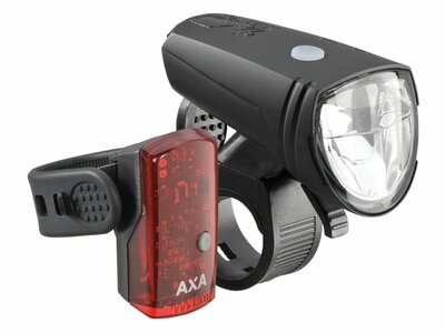 AXA Verlichtingsset Greenline 15 Lux | USB | Zwart