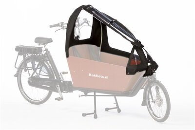 Bakfiets.nl | Regentent | CargoBike Long All-open matzwart